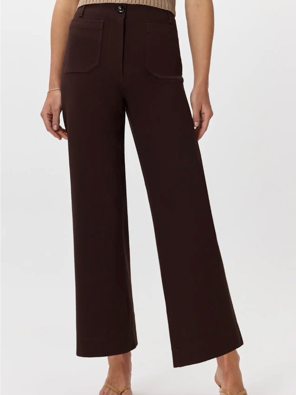 Quince Wide-Leg Brown Chinos